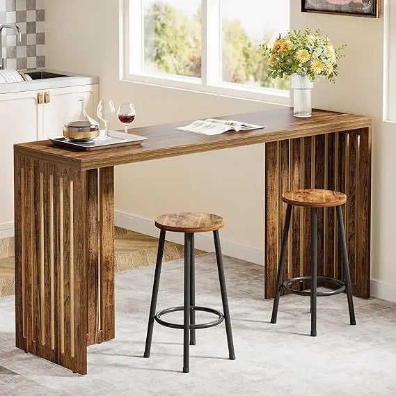 Bar Table, 63-Inch Counter Height Pub Table, Industrial Bar Height Table, Rectangular High Top Kitchen & Dining Count