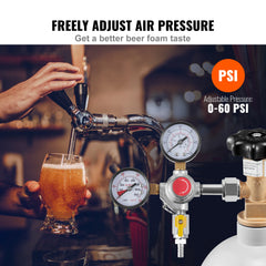 SucceBuy CO2 Regulator Dual Triple Gauges with Check Valve Draft Beer Keg Homebrew CGA320 for Beer dispenser Home Bar Use