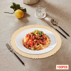 100 PCS Charger Plates Set, 13in Gold Round Dinner Plate, Plastic Decorative Service Plate Wedding Decor Table Place