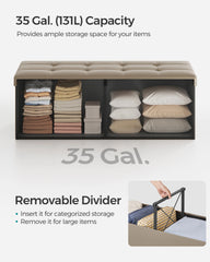 SONGMICS Storage Ottoman, 35 Gal., Storage Chest, Folding Footrest Bench, 660 lb Load Capacity, Synthetic Leather