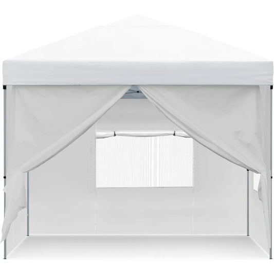 10x10 Pop Up Canopy with 4 Removable Sidewall, Easy Set-Up Portable Canopy Tents for All Season Wind Gazebo with Roller Bag for
