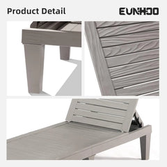 Outdoor Chaise Lounge Set of 2, Adjustable Pool Lounge Chair with 5 Positions Backrest, Waterproof Sun Loungers for Garden Pool