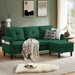 79" Convertible Sectional Sofa, Small L Shaped 3 Seat Couch with Storage Chaise Modern Linen Fabric Sofa Couches for Living Room