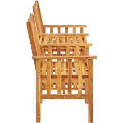 Garden Chairs with Tea Table 62.5"x24"x36.2" Solid Acacia Wood, 2 Person Outdoor Wood Patio Furniture Dining Set