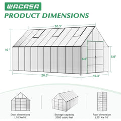 Upgraded Heavy Duty Aluminum Walk-in Greenhouse with Quick Setup Structure, Greenhouses