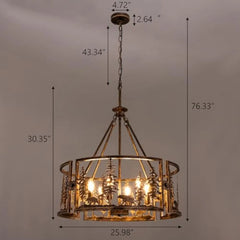 Rustic Chandeliers for Dining Room, 6 Lights Western Light Fixture, Vintage Chandelier for Bedroom, Bear Metal Ceiling Light F