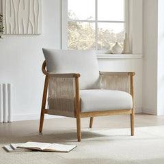 Braid Armchair, Modern Accent Chair for Living Room, Cream  chairs living room  accent chairs for living room