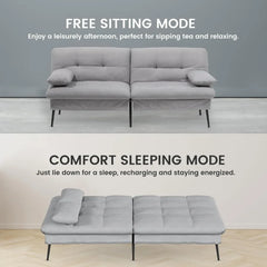 Convertible Futon Sofa Bed, 68″Fabric Futon Couch , Folding Futon Sleeper Recliner for Living Room Furniture (Grey)