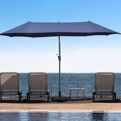 13Ft Large Patio Umbrella with Base Outdoor Double-Sided Market Extra Large Table Umbrella Easy Crank for Yard, Poolside