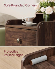 Nightstands, Set of 2, Bedside Tables with Hidden Drawers, Mid-Century End Side Tables with Solid Wood Legs, for Bedroom,