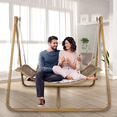 Hammock Swing Chair with Stand for Indoor,Outside, Anti-Rust Wood-Colored Frame 570 lbs Capacity
