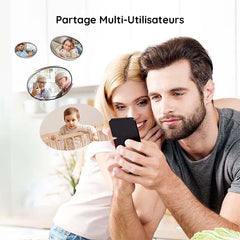 BOIFUN 2K 5" Baby Monitor Camera,  360° Rotation with Phone App, Colorful Night Lights,Motion Monitoring, Automatic Tracking