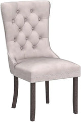 Tufted Dining Chairs Set of 6, Velvet Upholstered Dining Chairs with Nailhead Back and Ring Pull Trim, Solid Wood Dining Chairs