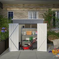 Outdoor Storage Shed, 6 X 4 FT Large Metal Utility Tool Sheds with Floor Frame, Steel Garden Shed for Backyard Garden Patio Lawn