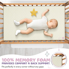 2” Crib Mattress Topper Memory Foam - Waterproof Breathable Soft Washable Cover 52” x28” x 2” Fits Standard Size Cribs & Toddler