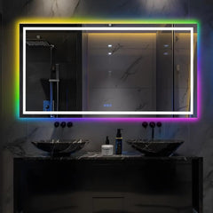 55X 30 Led Bathroom Mirror with Lights, Bathroom Vanity Mirror Anti-Fog, Dimmable, Lighted Bathroom Vanity Mirror with Tempere