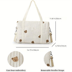 Multi-functional Embroidery Quilted Mommy Bag, Diaper Bag, Thickened Stroller Hanging Bag Lightweight & Durable Boston Mommy Bag