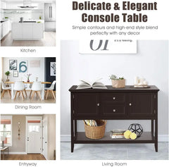 Buffet Sideboard, Wood Storage Cabinet, Console Table with Storage Shelf,2 Drawers and Cabinets, Living Room Kitchen Dining Room