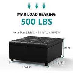 Bench, Storage Ottoman, Coffee Table, Lift Top Tufted Storage Ottoman for Living Room, Bench