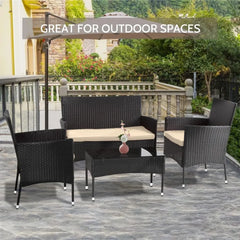 Patio Furniture Set 4 Pieces Outdoor Rattan Chair Wicker Sofa Garden Conversation Bistro Sets for Yard, Pool, or Backyard Use