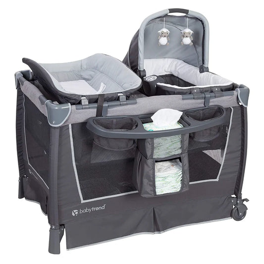 Nursery Center Travel Crib with Removable Rock-A-Bye Bassinet, Changing Table, Organizer, and Electronic Music Center
