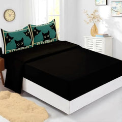 Cute Cat Comforter Set 7Pcs Cartoon Cat Kawaii Bedding Set Twin Size 3D Black Cat Bedroom Decor Chic Animal Sheet Sets for Wom