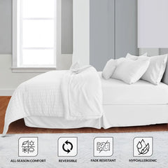 Comforter Set King (104 X 88), Seersucker Lightweight Comforter Set with Sheets, Bed in a Bag Bedding
