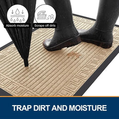 Front Door Mat Outdoor Entrance, Heavy Duty Sturdy Rubber Doormat, Stain and Fade Resistant, Easy To Clean, Low Profile