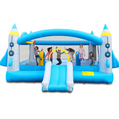 Multifunctional Jump 'n Slide Inflatable Bouncer for Kids Complete Setup with Blower - 198" x 180" Play Area - 96" Tall