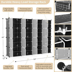 Shoe Rack Organizer with Door, 48 Pairs Shoe Storage Cabinet Easy Assembly, Plastic Adjustable