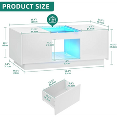 Modern LED Coffee Table with Storage, USB & Type-C Ports – Smart Living Room Centerpiece