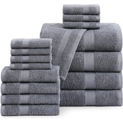 16 Piece Bath Towels - 100% Cotton Towels for Bathroom, Premium Quality Hotel Towels, Highly Soft & Absorbent