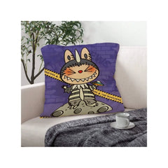 Funny Labubu Throw Pillow Cover, The Monsters Decorative Square Pillowcase Throw Cushion Case for Bedroom,Living Room,18x18 Inch