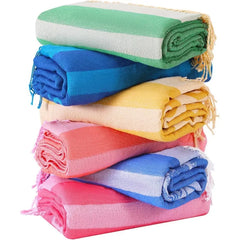6 Packs Oversized Cotton Turkish Beach Towels Set Bulk 74"x38" Extra Large Sand Free Quick Dry Clearance Swim Bath Camping Pool