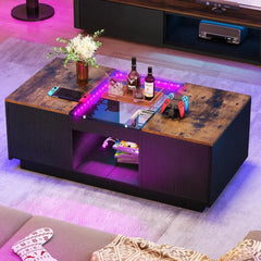 Modern LED Coffee Table with Storage, USB & Type-C Ports – Smart Living Room Centerpiece