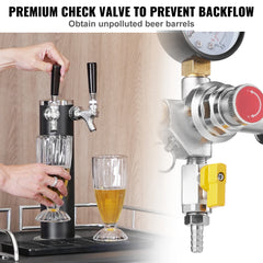SucceBuy CO2 Regulator Dual Triple Gauges with Check Valve Draft Beer Keg Homebrew CGA320 for Beer dispenser Home Bar Use