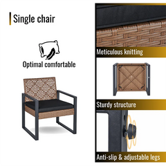 4-Piece Patio Furniture Set Outdoor Balcony Porch Garden Backyard Lawn Furniture Acacia Wood Table Top