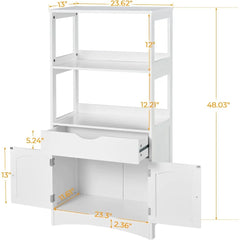 Sideboard Storage Cabinet with 2 Open Shelves, 1 Drawer and 1 Cupboard Kitchen Pantry Storage Cabinet with Microwave Space Frees