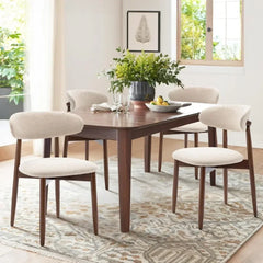 Wooden Dining Chairs Set of 6 Modern Fabric Upholstered Dining Room Chair Farmhouse Kitchen Side Chairs with Foot Pegs