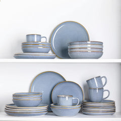 Ceramic Dinnerware Sets,Handmade Reactive Glaze Plates and Bowls Set,Highly Chip and Crack Safe Dishes Set,Service for 8 (24pc)