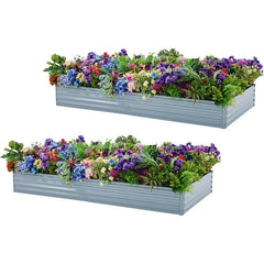 2 Pack 6x3x1FT Galvanized Raised Garden Beds Kit Outdoor Metal Gardening Planter Box For Vegetable Elevated Flower Herbs