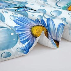 Blue Butterfly and Purple Butterfly Comforter Set Full Size, 3 Pieces Daisy Bedding Set for Girls and Adults, Duvet Cover Sets