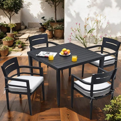 7 Piece Patio Dining Table Set, All-Weather Outdoor Furniture Set with Dining Table and Chairs for Garden, Backyard