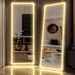65"x22" Full Length Floor Mirror LED Whole Body Mirror, Wall Mounted Hanging Mirror with Lights, Makeup Vanity Mirror, Bedroom