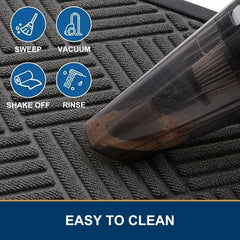 Front Door Mat Outside Entrance, Heavy Duty Outdoor Indoor Natural Rubber Doormat, Non Slip, Trap Dirt and Moisture, Easy Clean,