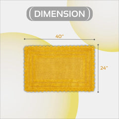 24 x 40 Bathroom Rug – 100% Cotton, Extra Soft Tufted Reversible Bath Mat, Water-Absorbent, Machine Washable (Yellow) Shaggy Bo