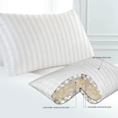 Bed Pillows 100% Cotton Soft Feather Down Pillows King Size Pillows Set of 2 Pack Hotel Collection Pillows for