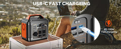 300W Portable Power Station, 296Wh 80000mAh Camping Solar Generator, Emergency Lithium Battery Outages,Black(with Solar Panel)