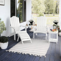 Adirondack Chairs Set of 4, White Poly Adirondack Chair, Modern Plastic Adirondack Fire Pit Chairs Weather Resistant for Patio,