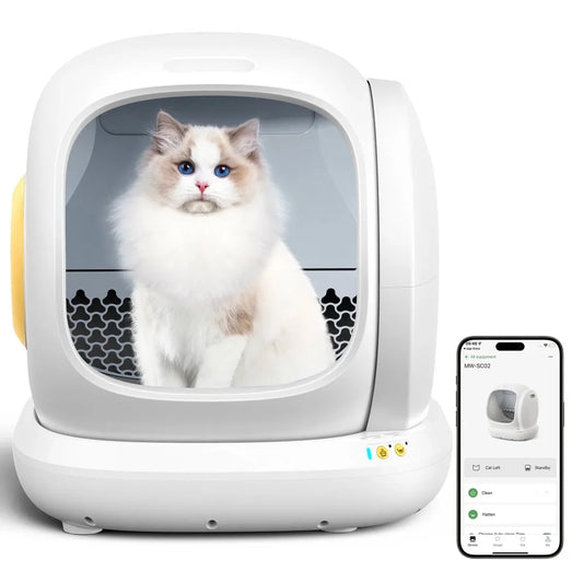 Smart Automatic Self-Cleaning Cat Litter Box, APP Control/Integrated Safety Protection, White